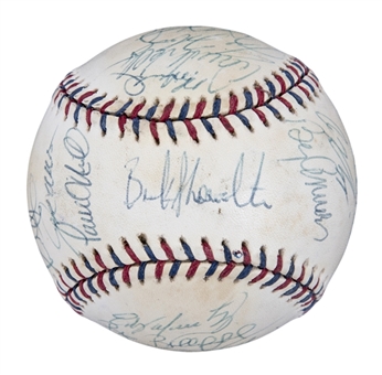 1995 All Star Team Signed Official All Star Game Baseball With 25+ Signatures Including Ripken, Puckett & Boggs (Smith LOA & JSA)